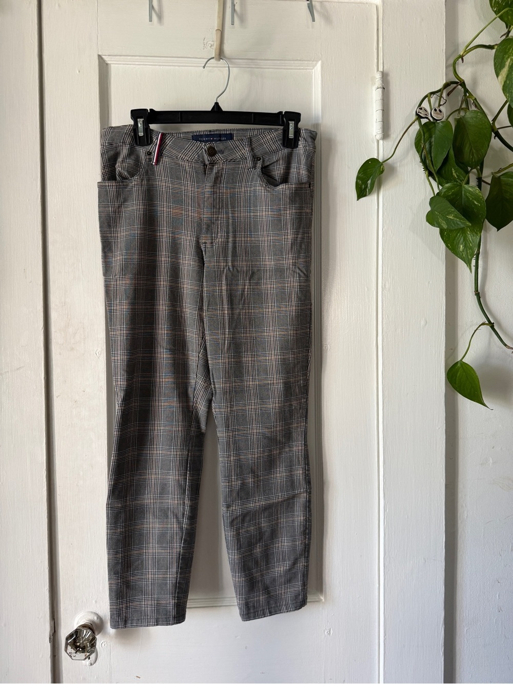 Tommy Hilfiger Gray Plaid Slim Chinos